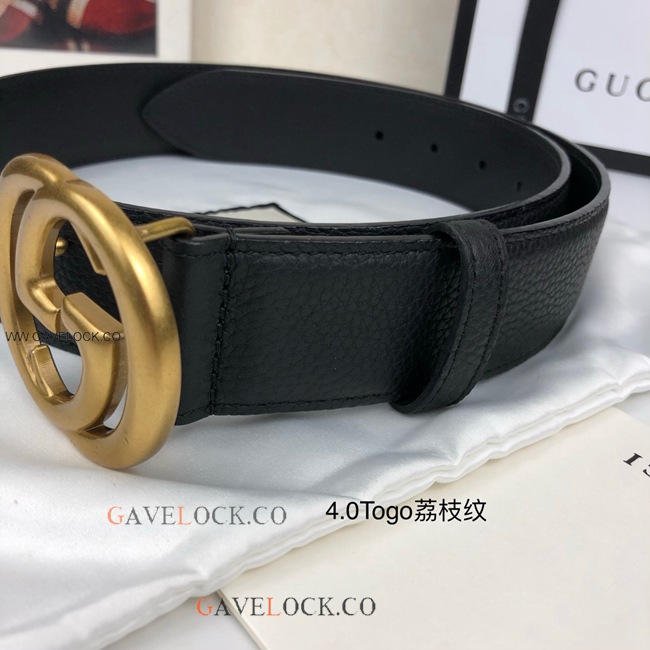 Gucci Togo Leather Belt Retro Gold GG Buckle Size 40mm Gucci Togo Leather Belt Retro Gold GG Buckle Size 40mm